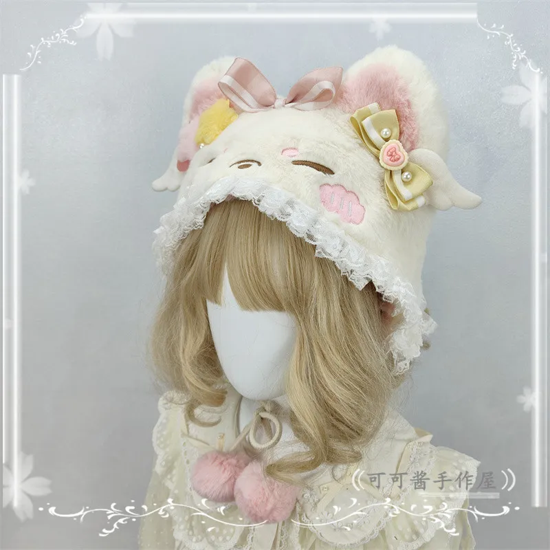 Cute Lolita Autumn and Winter Cat Ear Hat Ear Protector Hat Rabbit Plush Hat Little Fox Y2K Subculture Beret