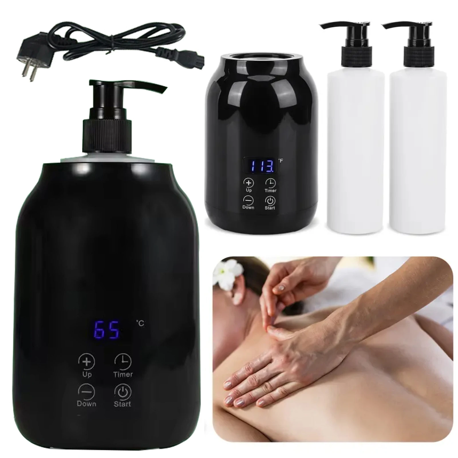 NEW Essential Oil Heater LED Display Temperature Adjust Single Massage Oil Bottle Warmer Massage Oil Heater