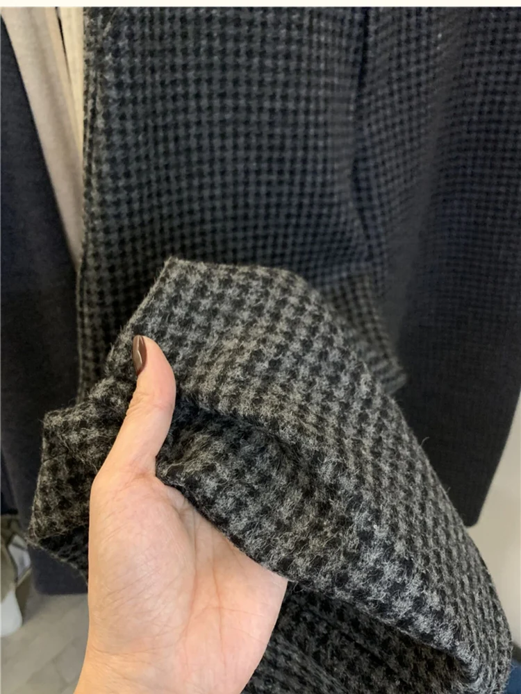 Pantaloni larghi scozzesi da donna larghi casual Autunno Inverno Pantaloni lunghi lusinghieri di piccole dimensioni a vita alta Fce Fini