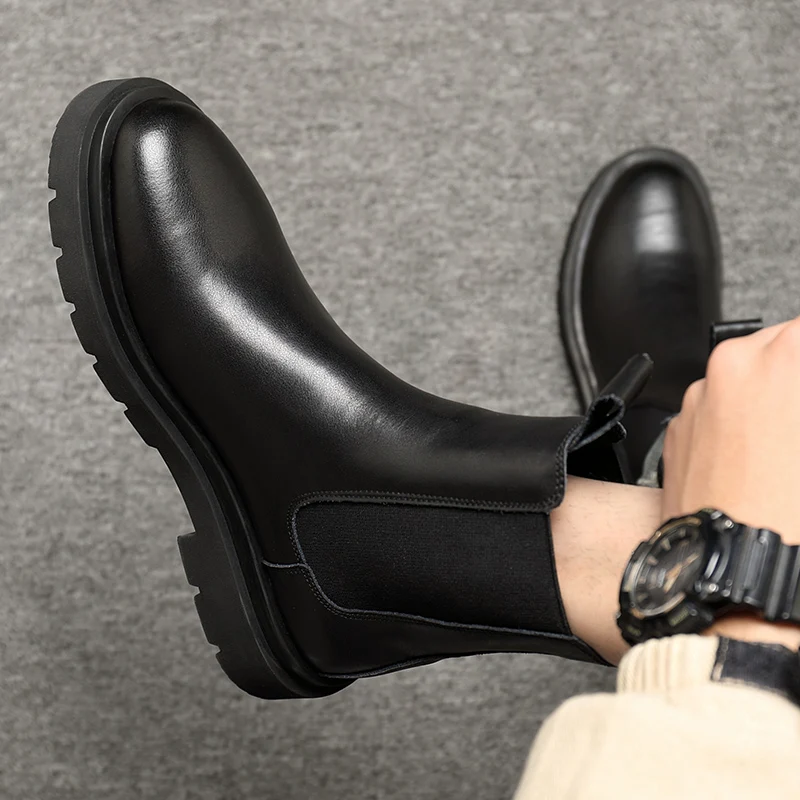 2022 Autumn New Chelsea Boots for Men Black Boots Platform Shoes Fashion Ankle Boots Winter Slip on Men Shoes New Botines Mujer