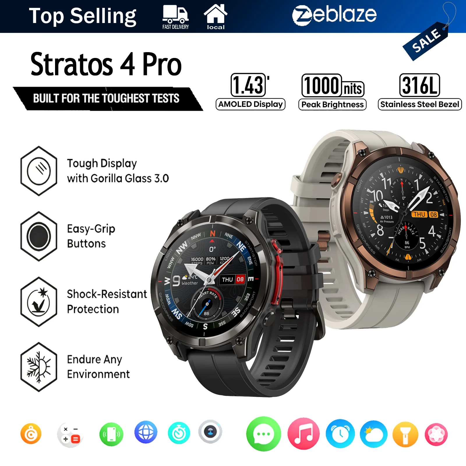 Reloj Inteligente Zeblaze Stratos 4 Pro