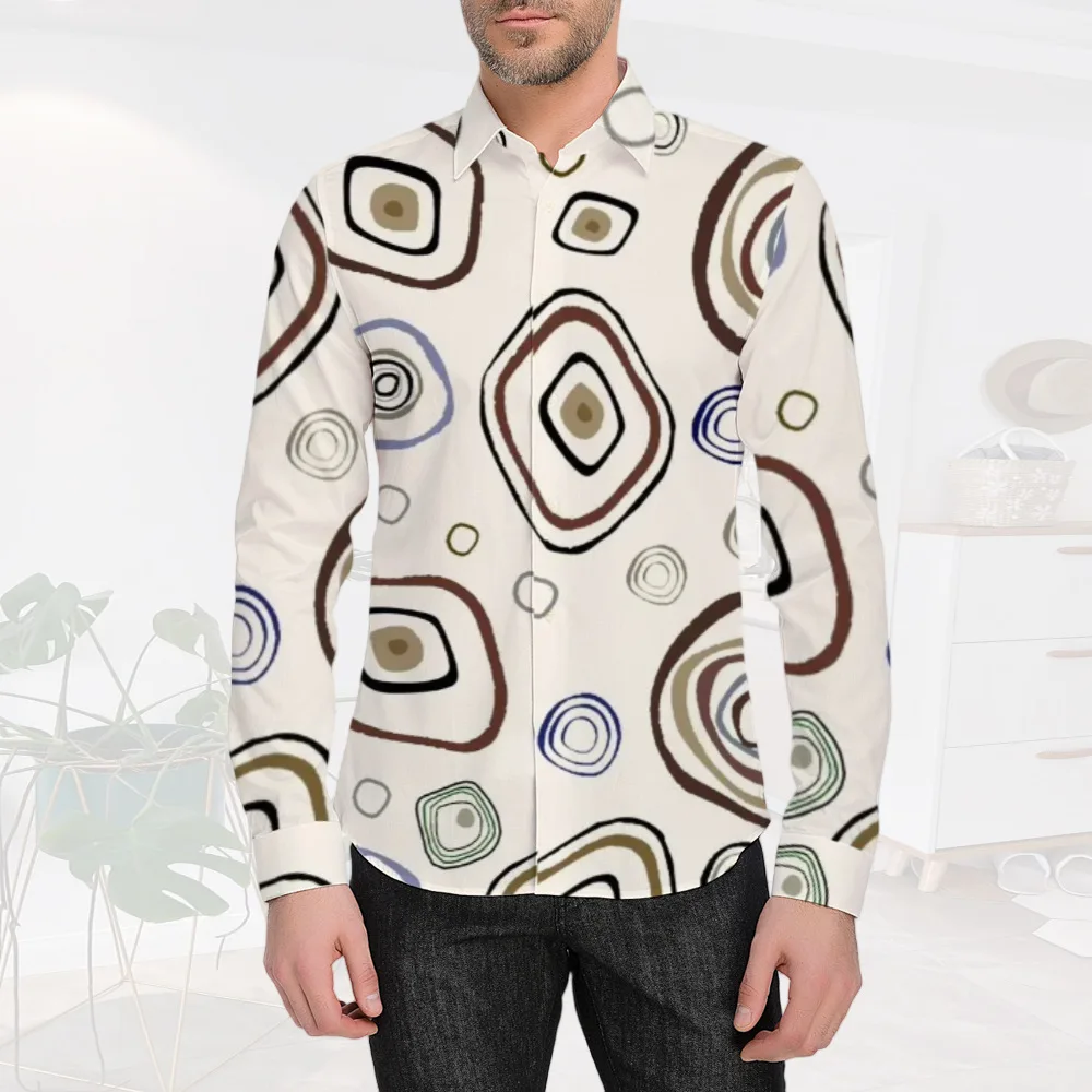 

Fashion 2025 New 3D Printed Art Design Pattern Men's Comfortable and Casual Long Sleeve Collar Button Large Size Shirt