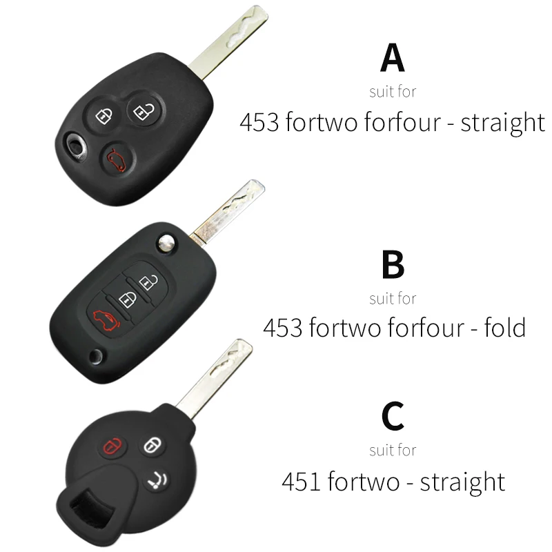 Silicone Protective Car Key Case Cover Remote Control Protector Case for Smart 451 453 Fortwo Forfour Auto Styling Accessories