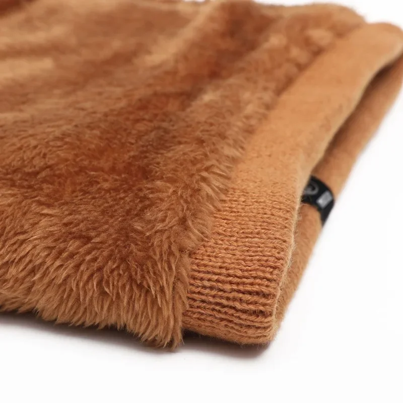Fleece Neck Warmer Winter Plush Solid Color Knitted Neck Scarf Ring Unisex Outdoor Warm Windproof Neckerchief Scarves Collar