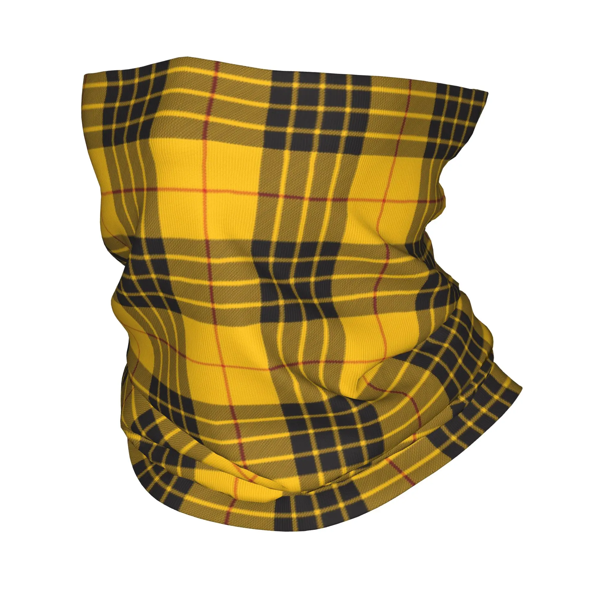 Custom Black And Yellow Tartan Pattern Bandana Winter Neck Warmer Women Windproof Wrap Face Scarf for Ski Plaid  Gaiter Headband