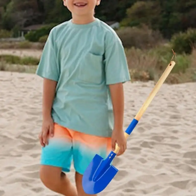 Kids Metal Beach Shovel Digging 27 Inches Long Toddler Sand Spade Blue Detachable Design Children's Garden Tool With Handle