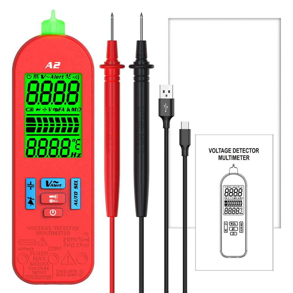 

Mini Digital Multimeter Rechargeable Professional Automatic Voltage Tester Handheld VFC AC DC Diode Capacitor Resistance