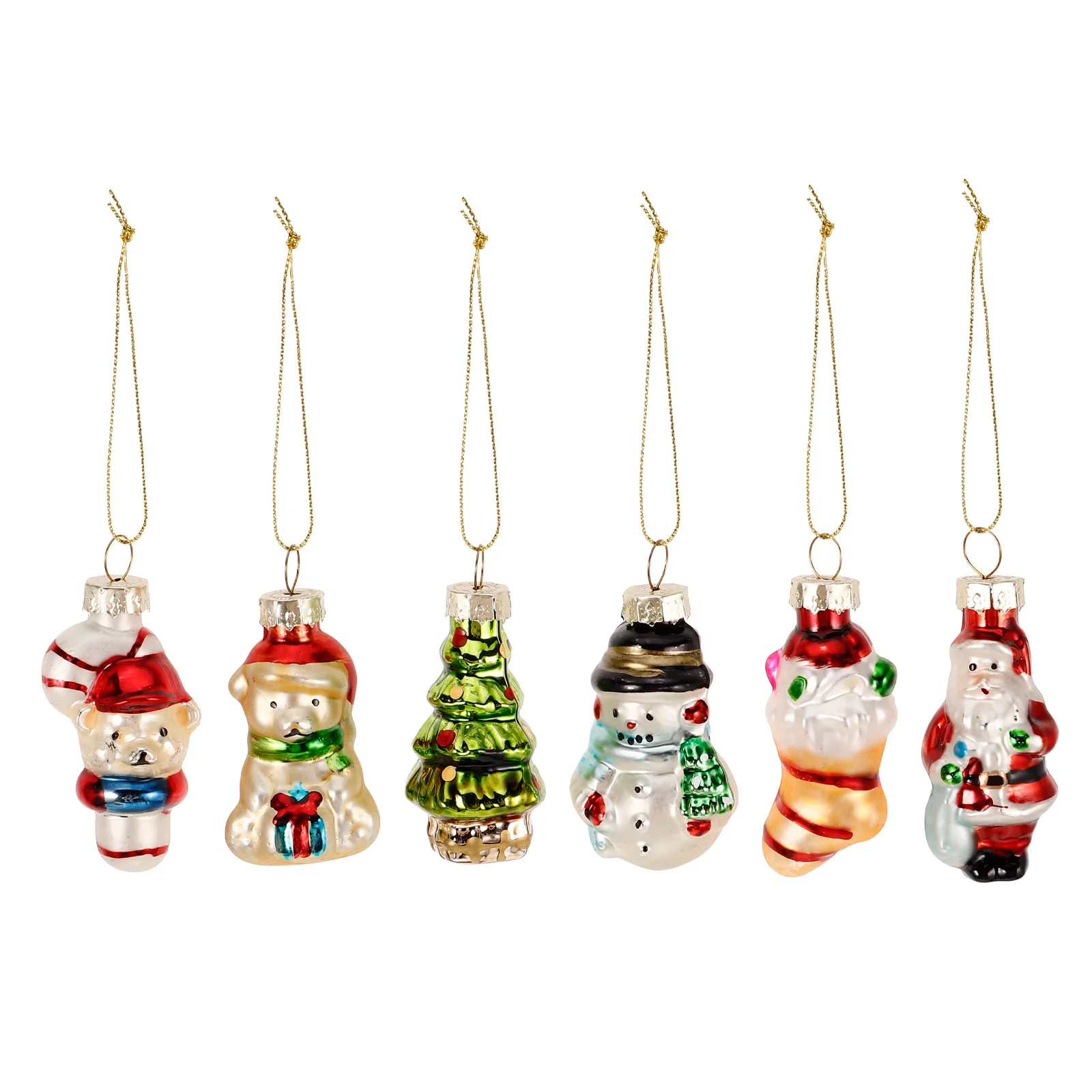 

6 Pcs Decorative Hanging Ornaments Minature Tree Decorations Xmas Pendants Christmas Artificial Indoor Holiday