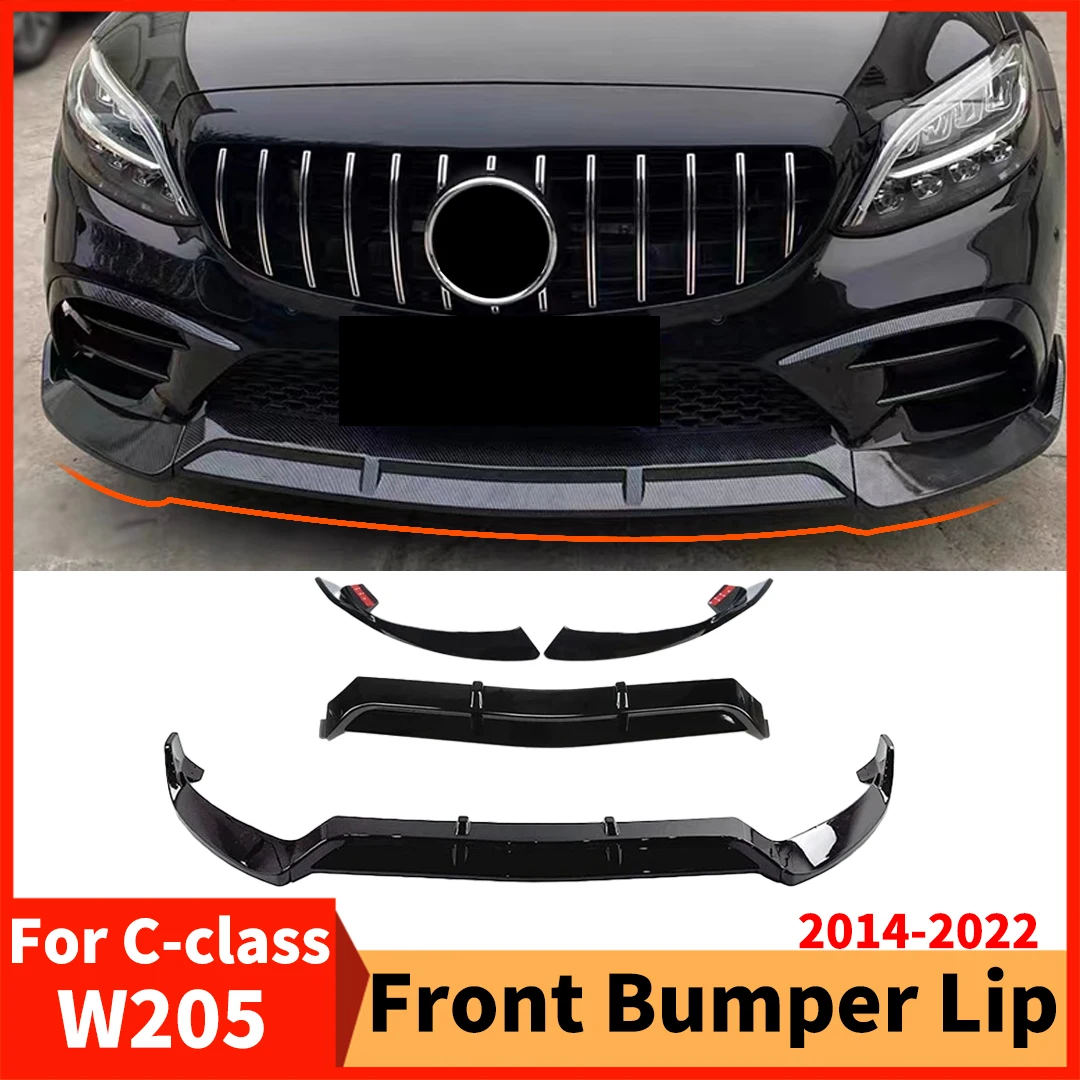

Splitter Deflector Front Bumper Lip Chin For Mercedes Benz C W205 2014-2022 C200 C260 C180 C300 BRABOS Style Protector Body Kit