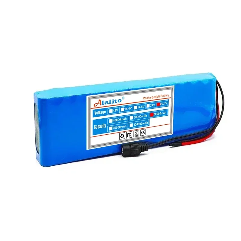 24V 60Ah 7S3P 18650 Li-ion Rechargeable Battery Pack 29.4v 60000mAh Electric Bike Moped Balance Scooter Rechargeable Battery