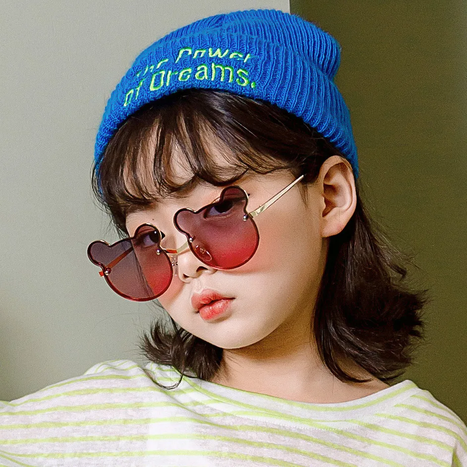 Girls fashion cute bear ears sunglasses cute baby streetwear accessories outdoor modelling portrait photography accessories