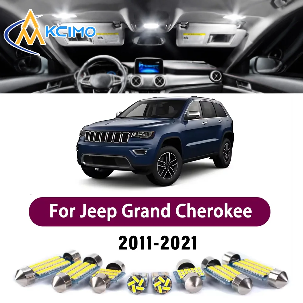 LED Canbus Interior Reading Dome Vanity Mirror Light Kit For Jeep Grand Cherokee WK2 2011-2021 Premium Easy Install Bright Light