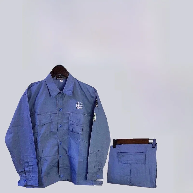 

Summer Thin Anti-Static Workwear Set ey Blue Lightweight Comfortable Cotton Blend Fac Workop orm for Workers