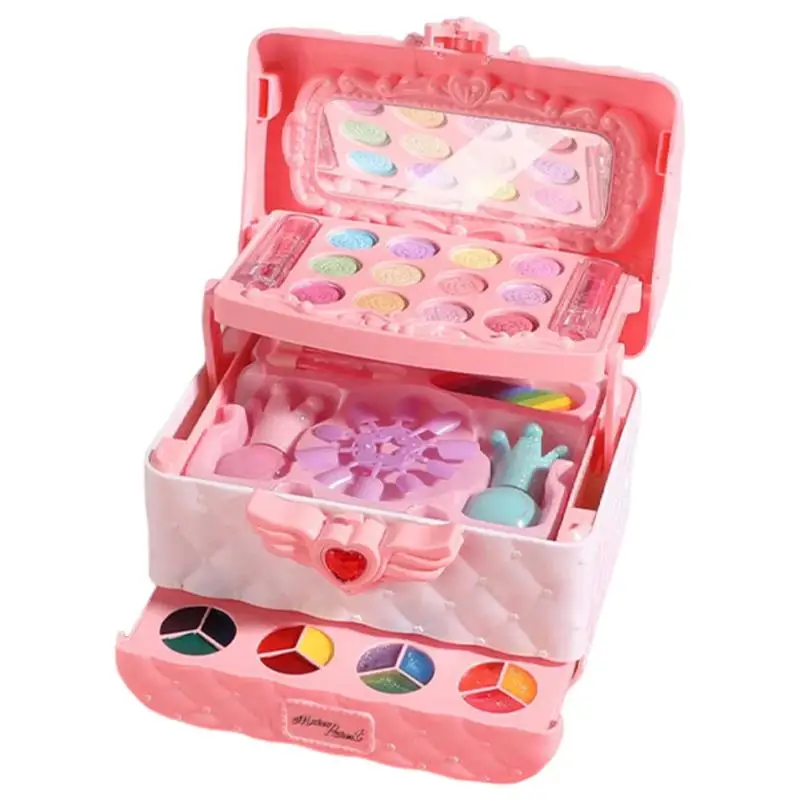 Makeup Pretend Play Little Girls Toys Real Cosmetic Washable Children's Cognitive Toys Dress-up Cosmetic Box Kid Friendly For