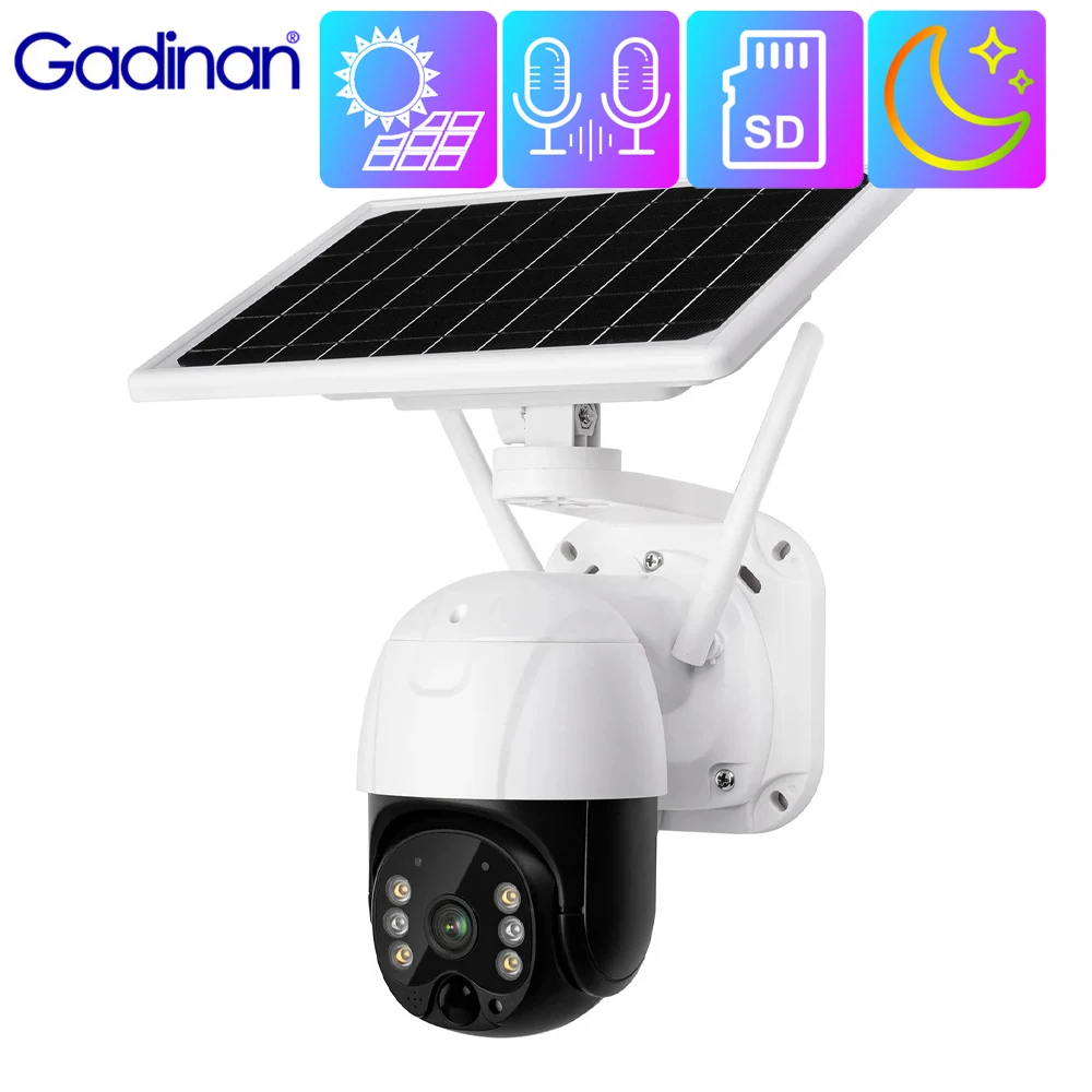 

4G Sim Card WiFi IP PTZ Camera 8W Solar Panel Rechargeable Battery Motion Detection PIR Alarm Starlight Home P2P Security Camera