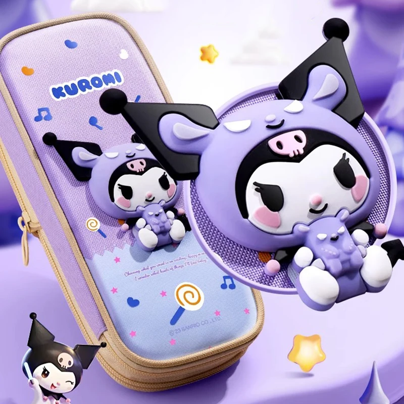 Imagem -03 - Sanrio 3d Grande Capacidade Lápis Case Kawaii Olá Kitty Cinnamoroll Melodia Kuromi Papelaria Caixa Lápis Bolsa Material Escolar