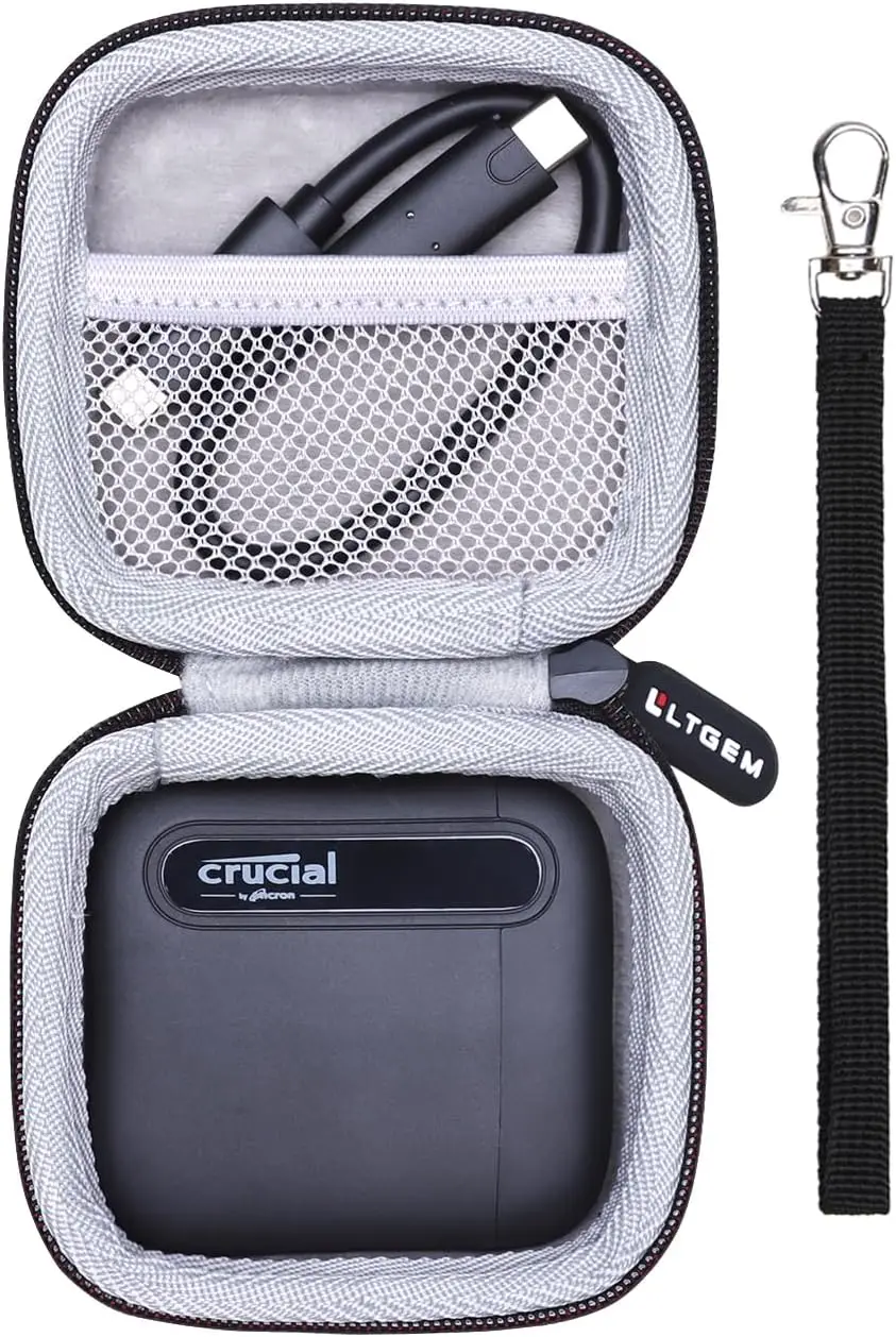 L LTGEM EVA Hard Carrying Case for Crucial X10/X10 Pro/X9/X9 Pro/X6 or WD 1TB/2TB Elements SE Portable SSD (Case Only)