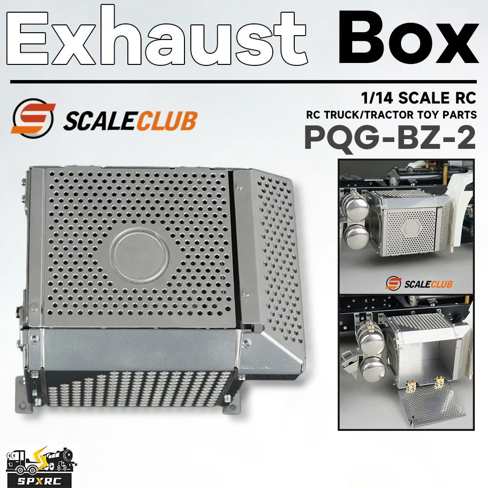 Metall-Auspuffbox PQG-BZ-2 für 1/14 Tamiya RC Muldenkipper Traktor Benzz Euro 5 DIY SCALECLUB Spielzeugmodell Zubehör