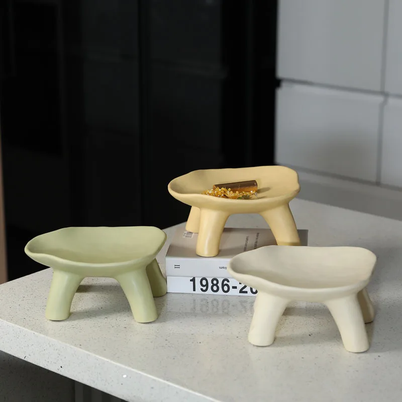 

Creamy Ins Style Ceramic Jewelry Plate Key Tray Home Decor Desktop Ornament