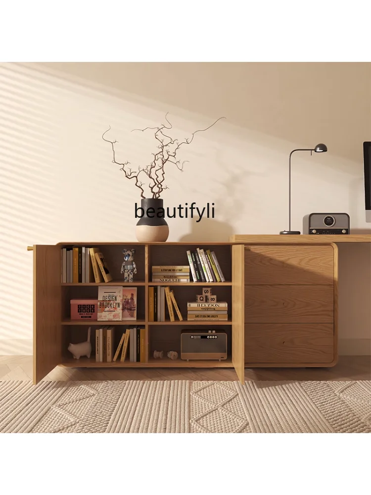 Solid Wood Desk Retractable Small Apartment  Bedroom Living Room Home Nordic Office Wood Color Calligraphy and Painting Table