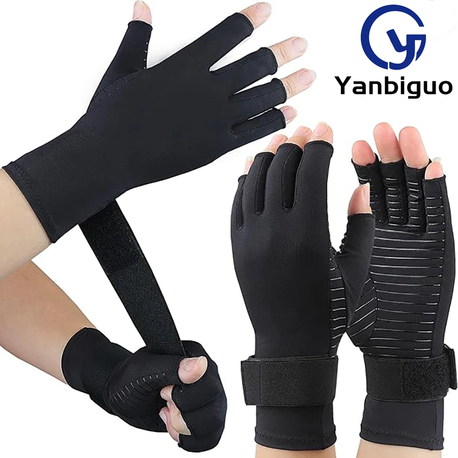 Arthritis Fingerless Gloves for Hand Pain,Carpal Tunnel,Rheumatoid,Tendonitis,and Relieve Muscle Pain Compression Copper Gloves