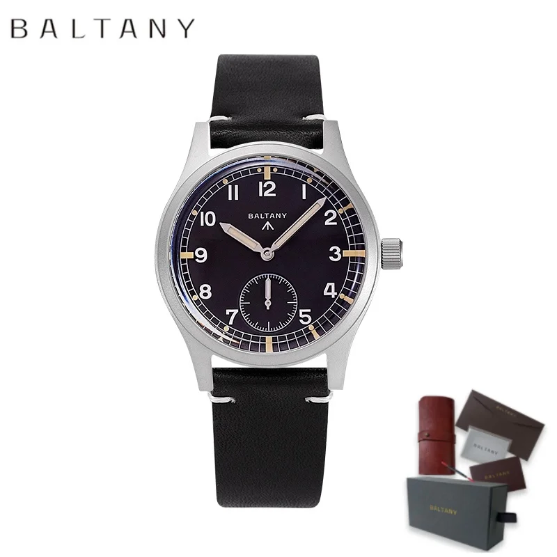 Baltany 빈티지 남성용 럭셔리 패션 쿼츠 시계, 스몰 세컨즈 핸드, Vd78 무브먼트, 야광 100M 방수 손목시계