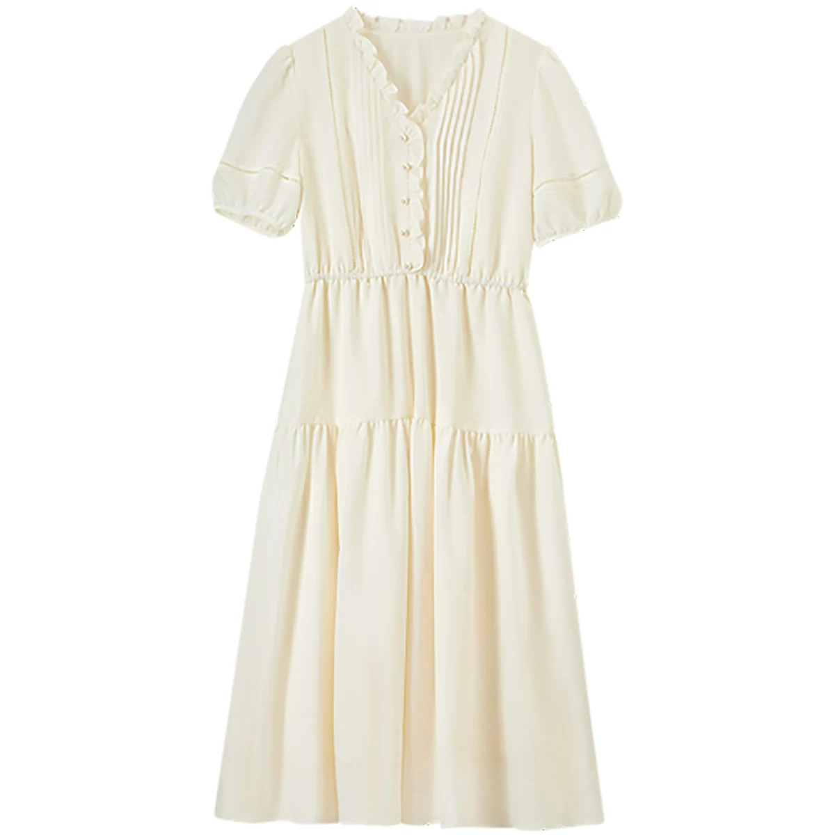 Sentubila vestidos de verão femininos 2025 senhoras moda lanterna manga curta elegante em camadas midi vestido roupas femininas 152ls0092