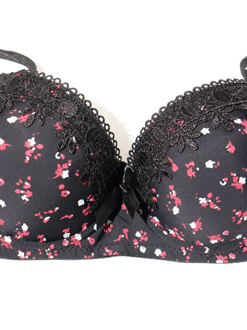 Beauwear Bloemen Beha Push Up Bh Met Schuimkussen Kanten Ondergoed Met Draad Geborduurde Bh's Voor Vrouwen 75B-90B