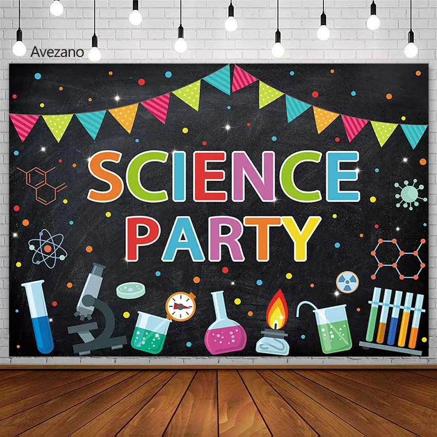 

Avezano Subject Photography Background Science Party Chemical Child Happy Birthday Backdrop Decor For Photo Studio Photoshoot