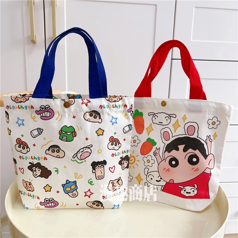 

Crayon Shin-chan Canvas Bag Student Lunch Box Single-shoulder Bucket Bag Shopping Water Cup Storage Package Cute Festival Gifts