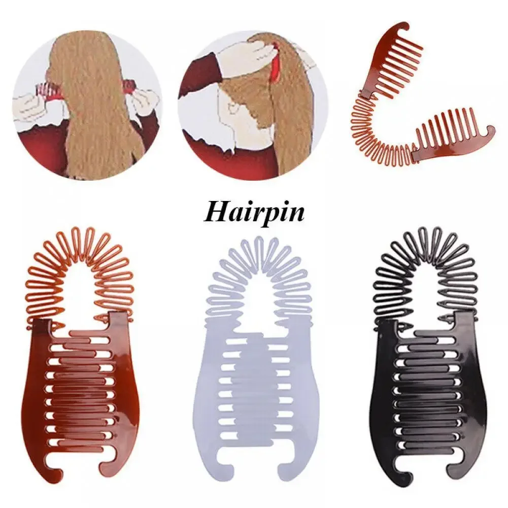 Hair Claw for Women Elastics Hair Comb Banana Barrettes Clip Hair Riser Claw Hairs Accessories Fashion Plastic Flexible Headwear