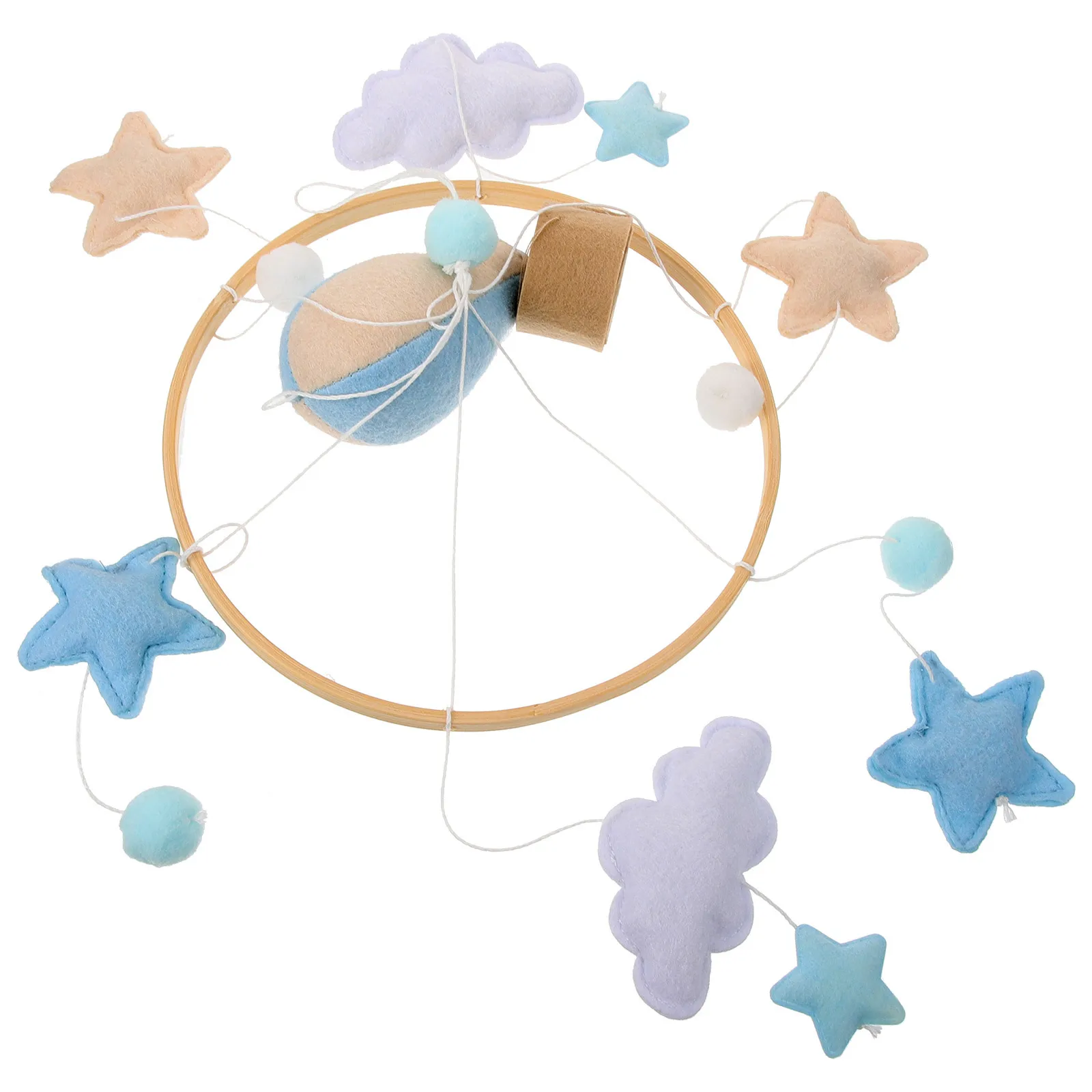 โมบายแขวนรูปบอลลูนอากาศร้อนบนเมฆ ทำจากผ้าสักหลาด สำหรับตกแต่งห้องเด็กอ่อน ห้องนอนเด็ก ของตกแต่งเตียงเด็กสำหรับเด็กผู้หญิง