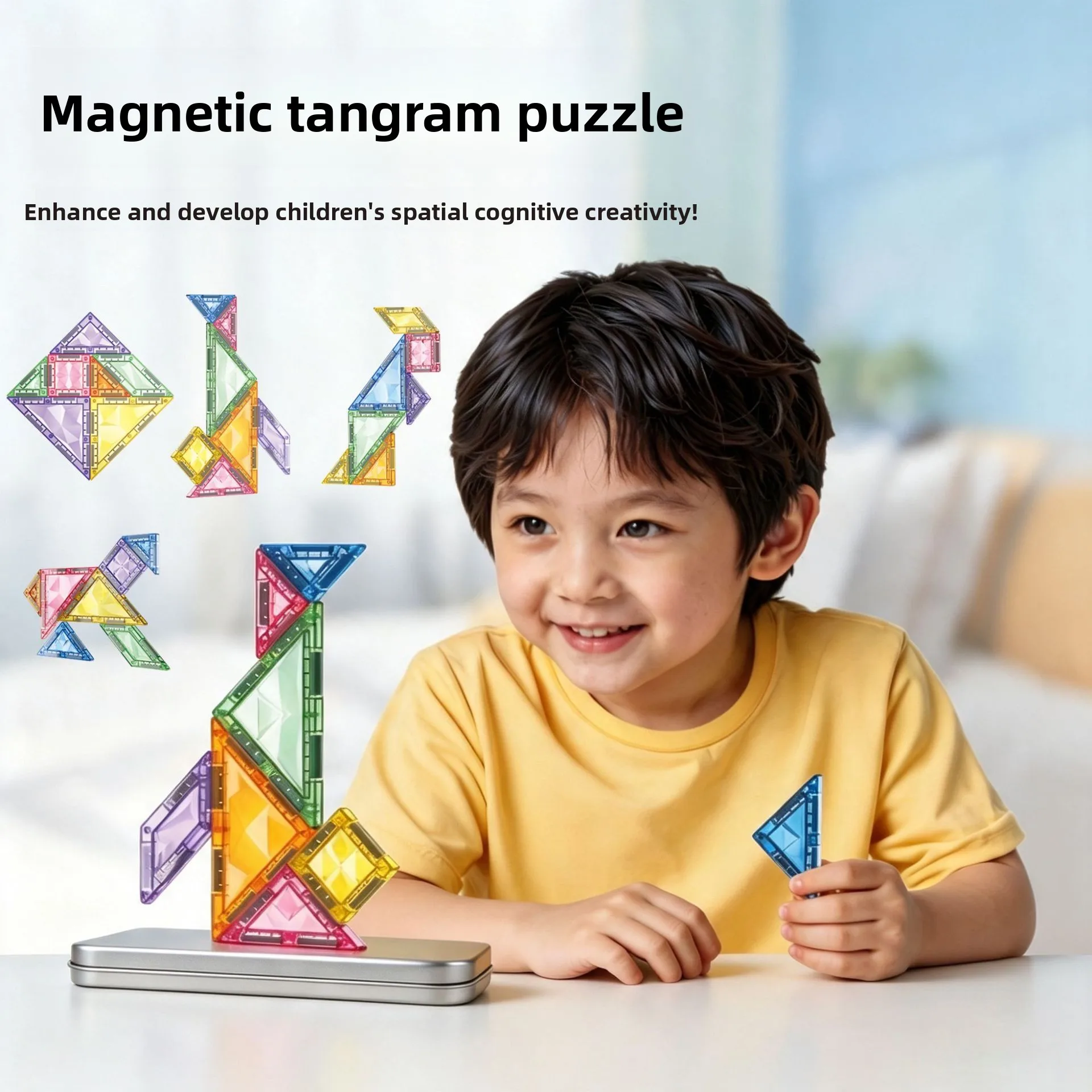 Creative Educational Toys for Boy Variety Magic Ruler Magnetic Suction Tangram Baby Hands-on Thinking Training and Teaching Aids
