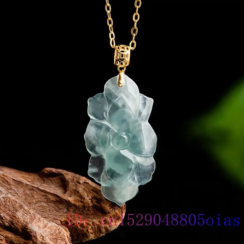 Imagem -04 - Burmese Jade Lotus Pingente Azul Gemstone Colar Pingentes 925 Presente de Prata Natural Designer Jadeite Colares Pedras Preciosas Charme