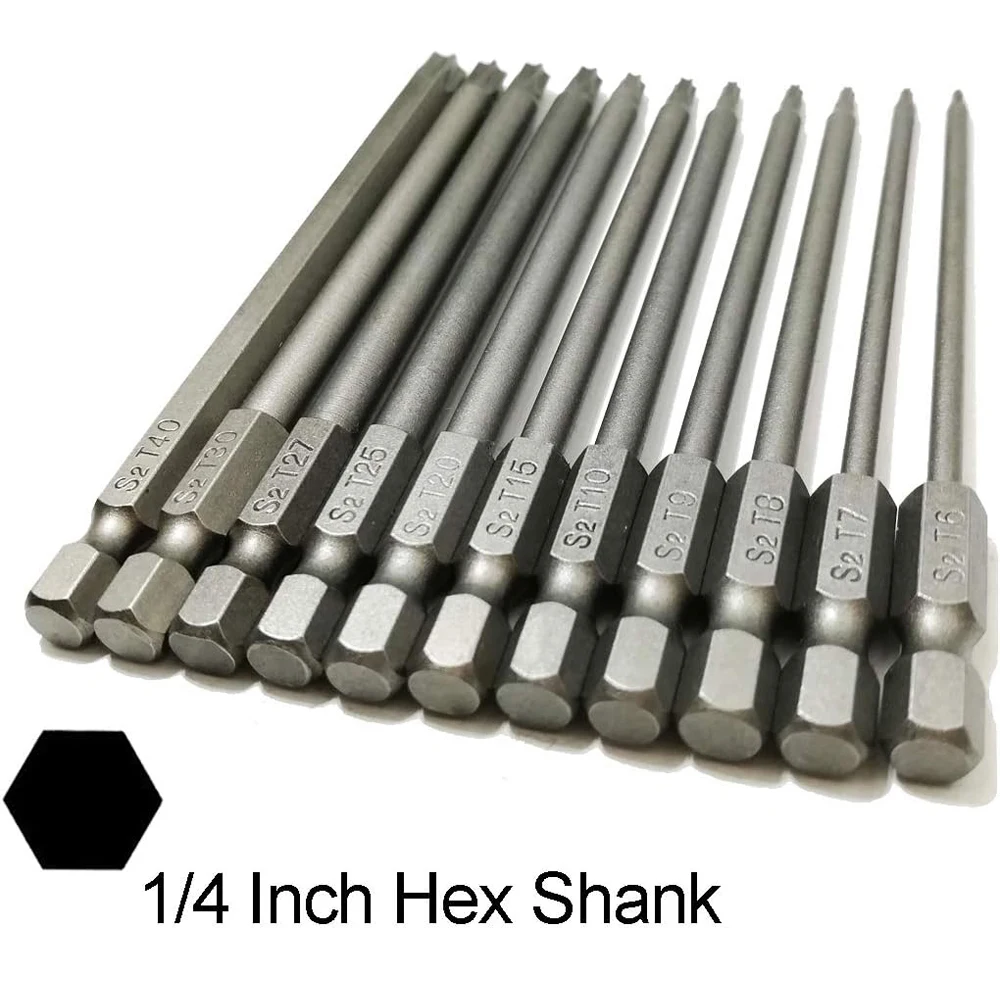 11-teiliges Torx-Sicherheitsbitset, magnetisches Sicherheits-Schraubendreher-Set aus S2-Stahl, 50/100 mm Sternschraubendreher für Shark Vacuum T6-T40 – Detail 19