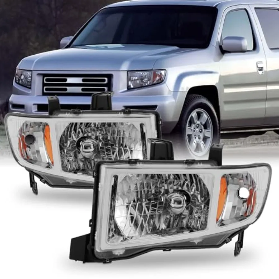 

For Honda Ridgeline OE Replacement Chrome Bezel Headlights Driver Passenger Head Lamps Pair New HighPerformance Lighting Soluti