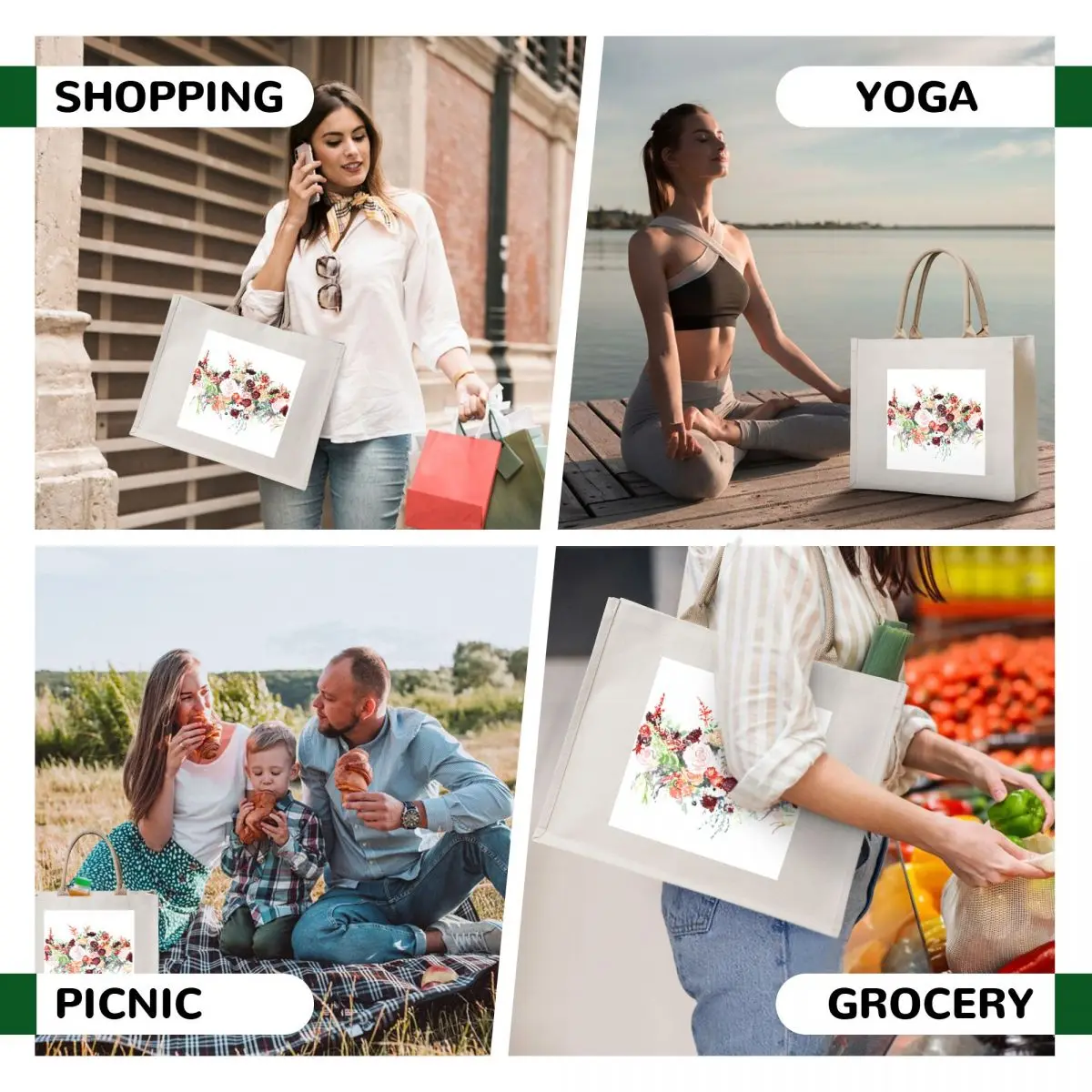 Inspired Original Watercolor Tote Bag Women's shopper bag cute pouch bag Reusable bags