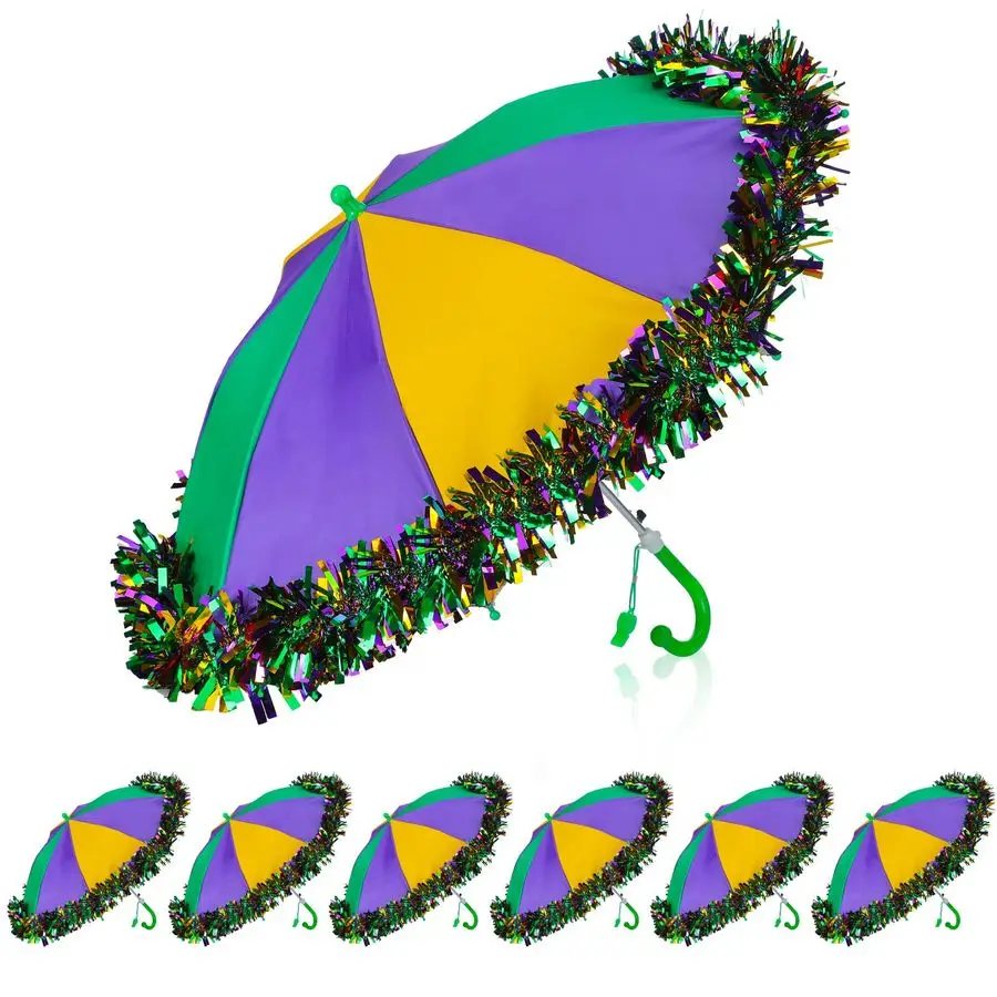

Set Mardi Gras Umbrella 16 Second Line Umbrella with Tinsel Garland Mardi Gras Party Supplies Outfit Accessories for Women Masqu