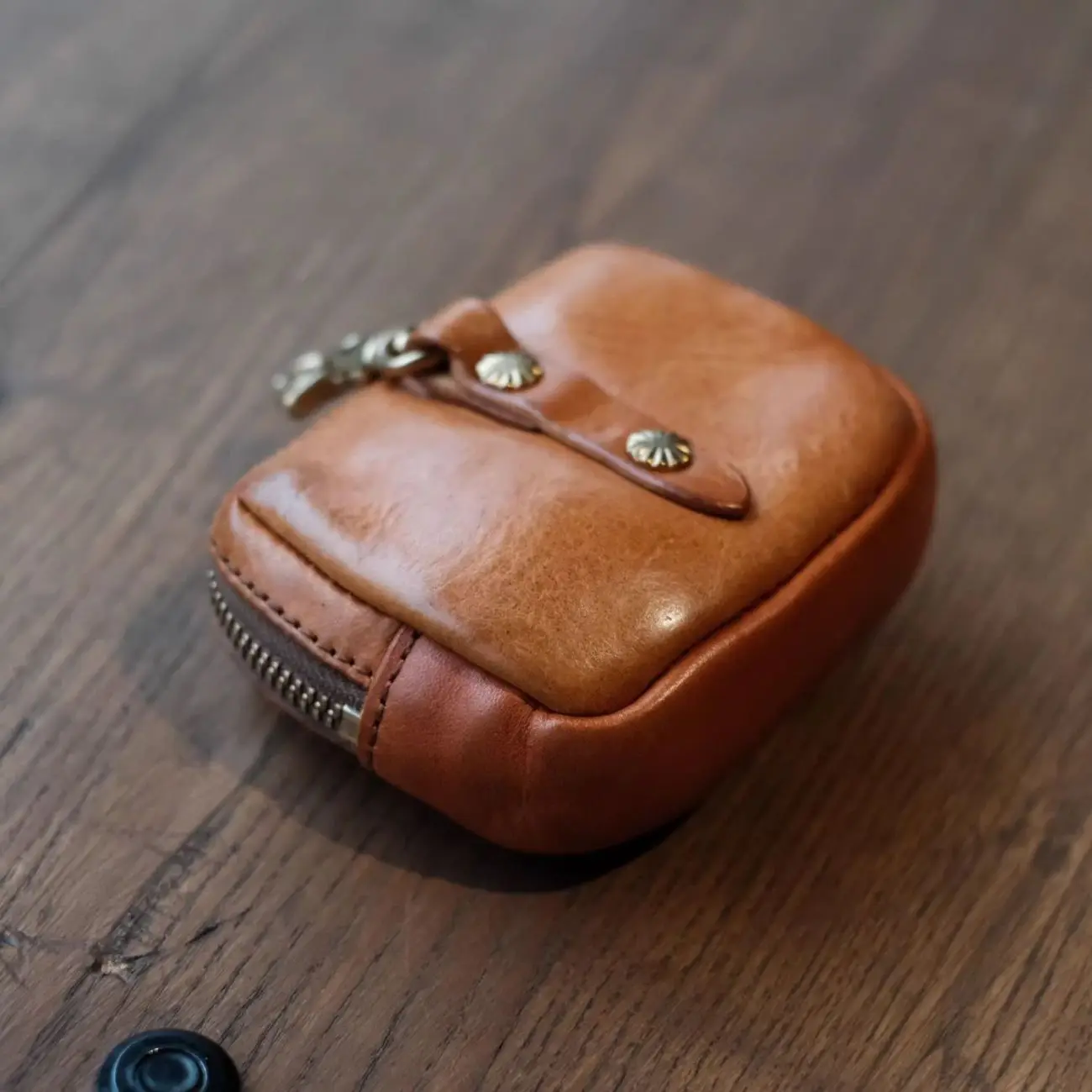 2027 WERLLANDS PU Leather Dual Coffee Brown Solid Coin Purse Unisex Compact Multi-function Mini Card Earphone Storage Pouch