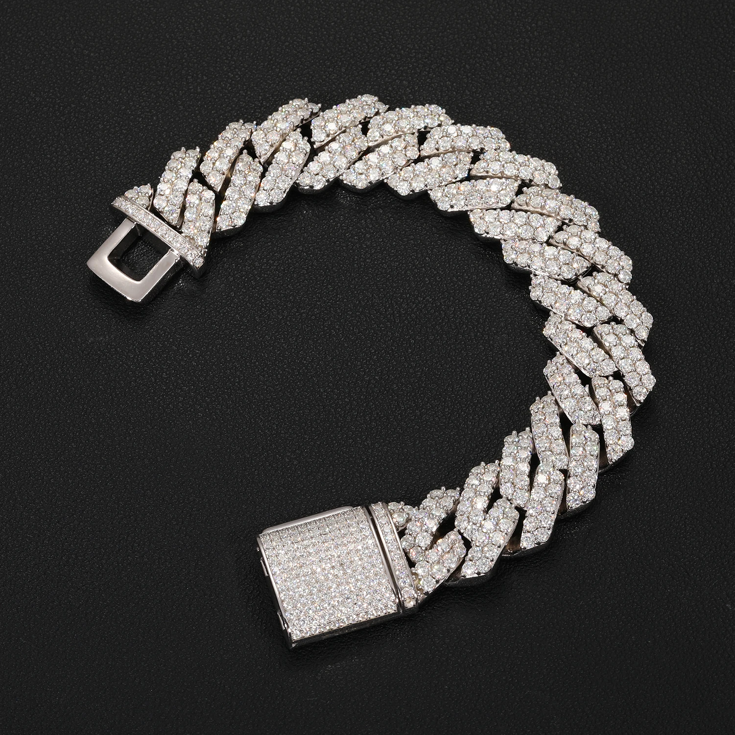 TUHE Luxury Width Heavy Larger Cuban Chain Bracelets Iced Out Moissanite Bracelet S925 Sterling Silver Hip Hop Jewelry Gift