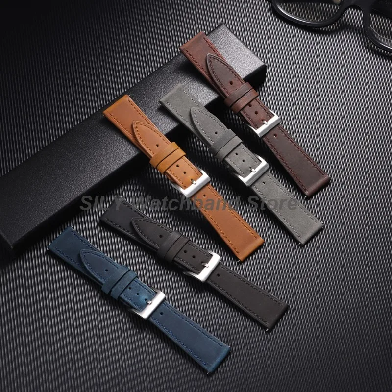 18mm 19mm 20mm 21mm 22mm 24mm  Vintage Retro Calfskin Leather Watch Band Quick Release Straps Universal Men Women Bracelets Belt image 4
