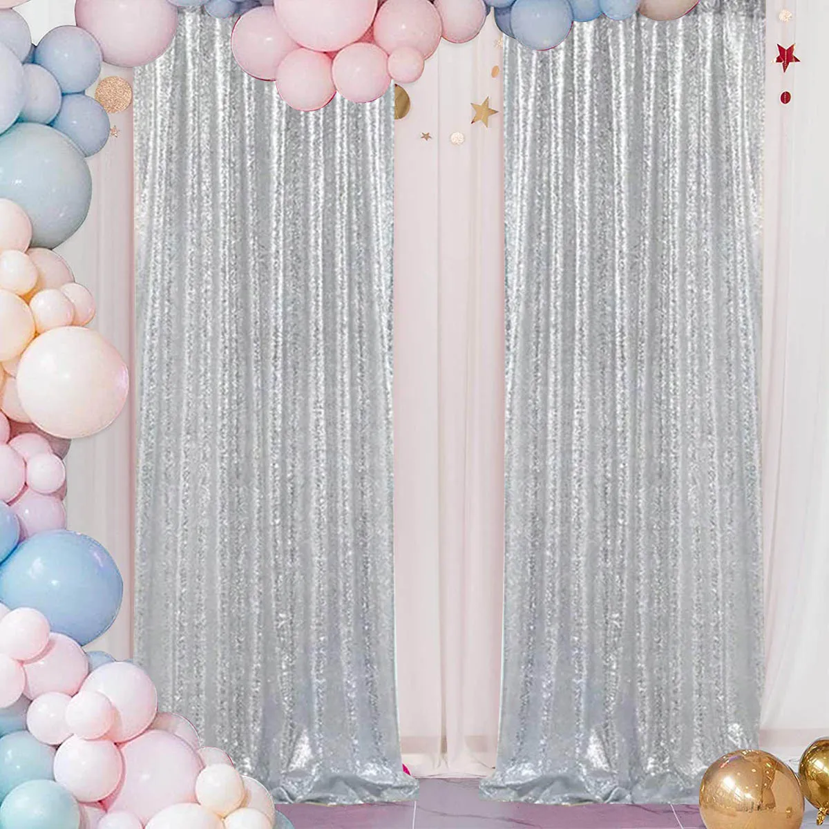 Foil Curtain Backdrop Silver Metallic Tinsel Foil Fringe Curtains Happy Birthday Wedding Baby Shower Disco Party Decorations