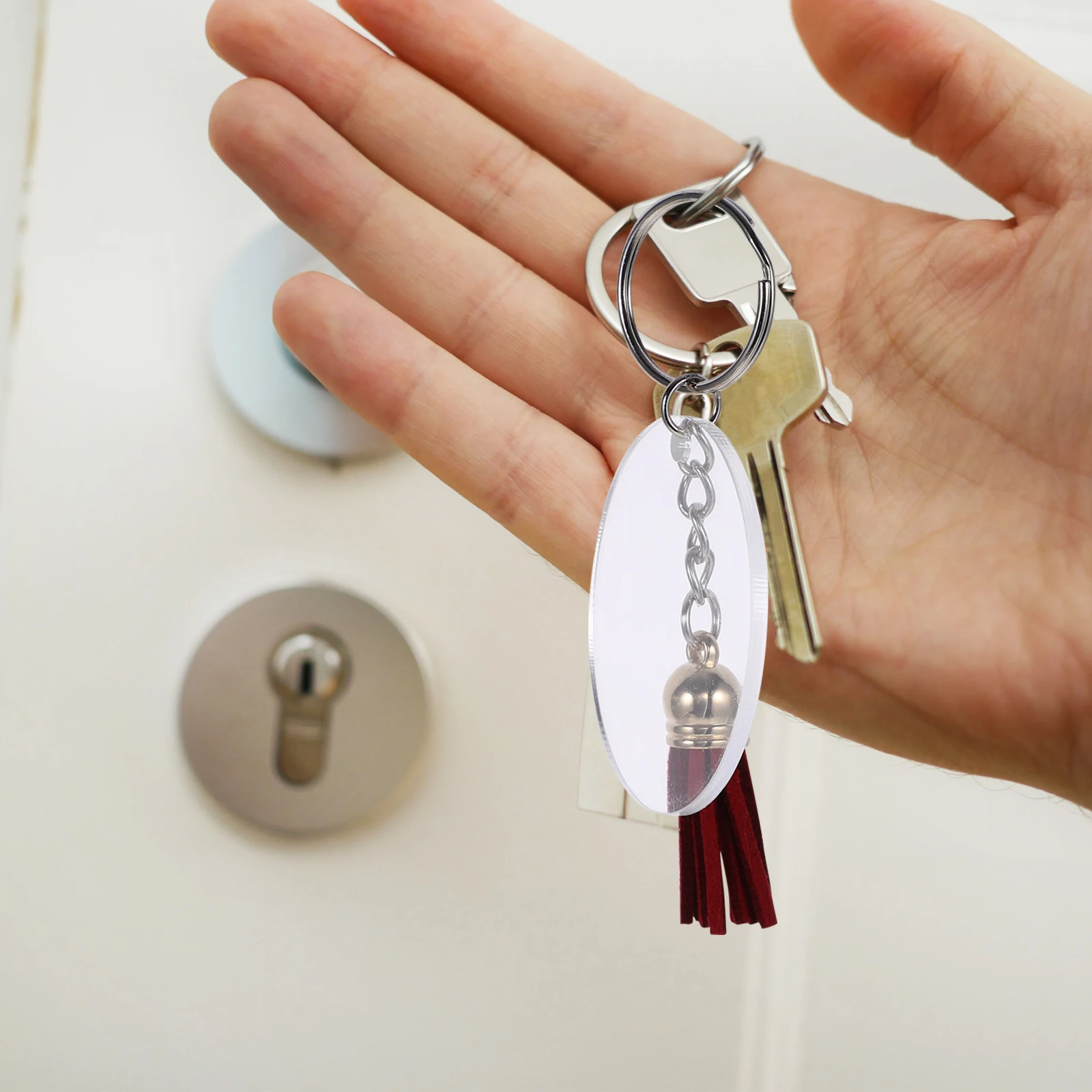 

1 set Acrylic Keychain Tassel Pendant Rings Blank Keychains Vinyl Blanks Making Kit Decorate Colorfulnaments