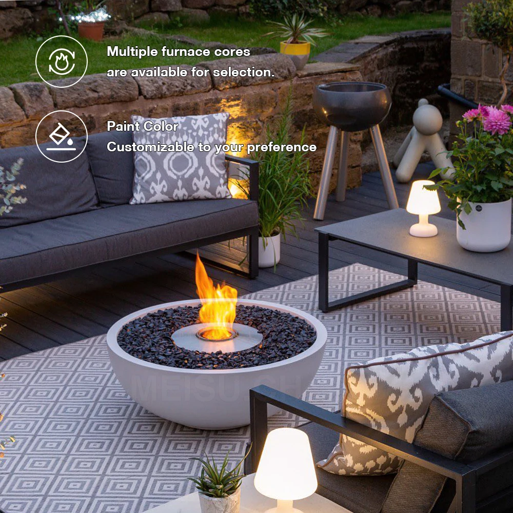 MEISU.CH BBQ Cooking Villa Smokeless Tabletop Round Outdoor Camping Natural Gas/Alcohol Furnace Core Freestanding Firepit