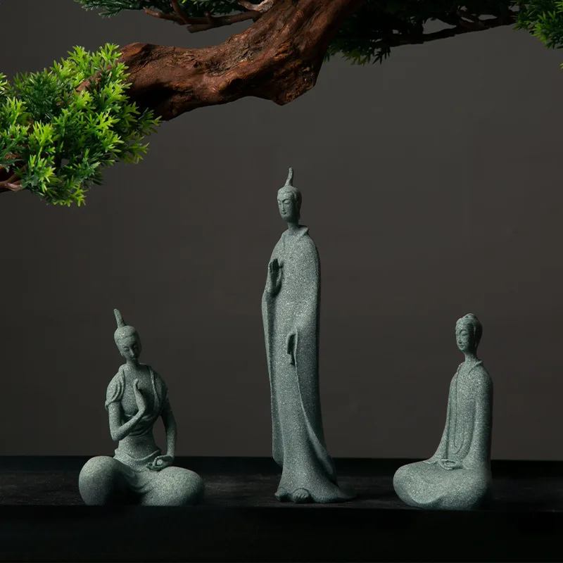 Mini Buddhist Monks Figurines Garden Buddha Zen Statue Tibetan Buddha Figurines Garden Ornament Meditation Aquarium Decoration