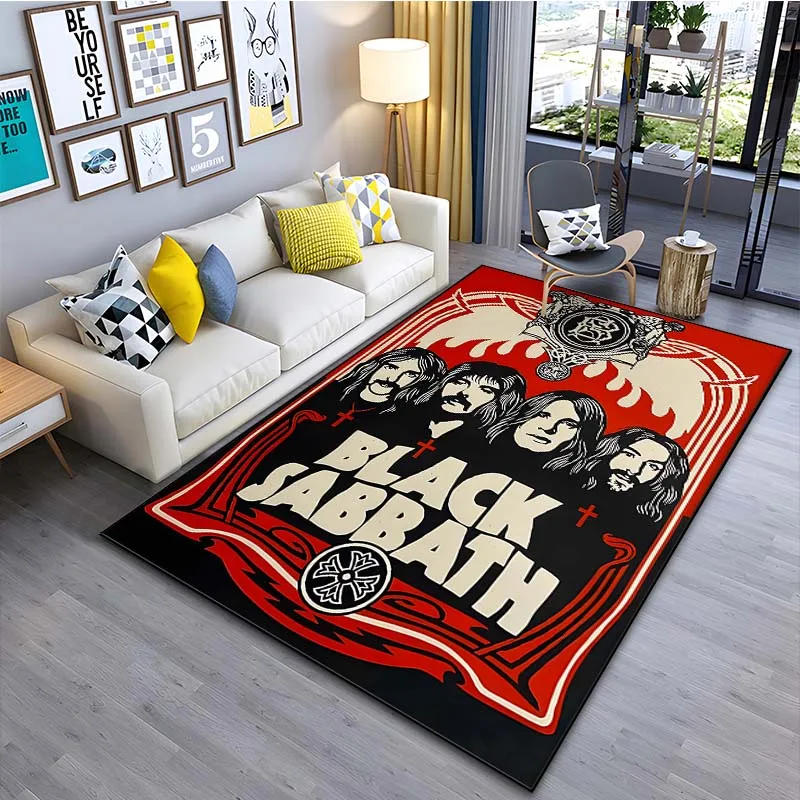 Band Black S-Sabbath Pattern Carpets 15 Sizes Living Room Bedroom Bedside Floor Mat Area Rug Cloakroom Club Home Decoration