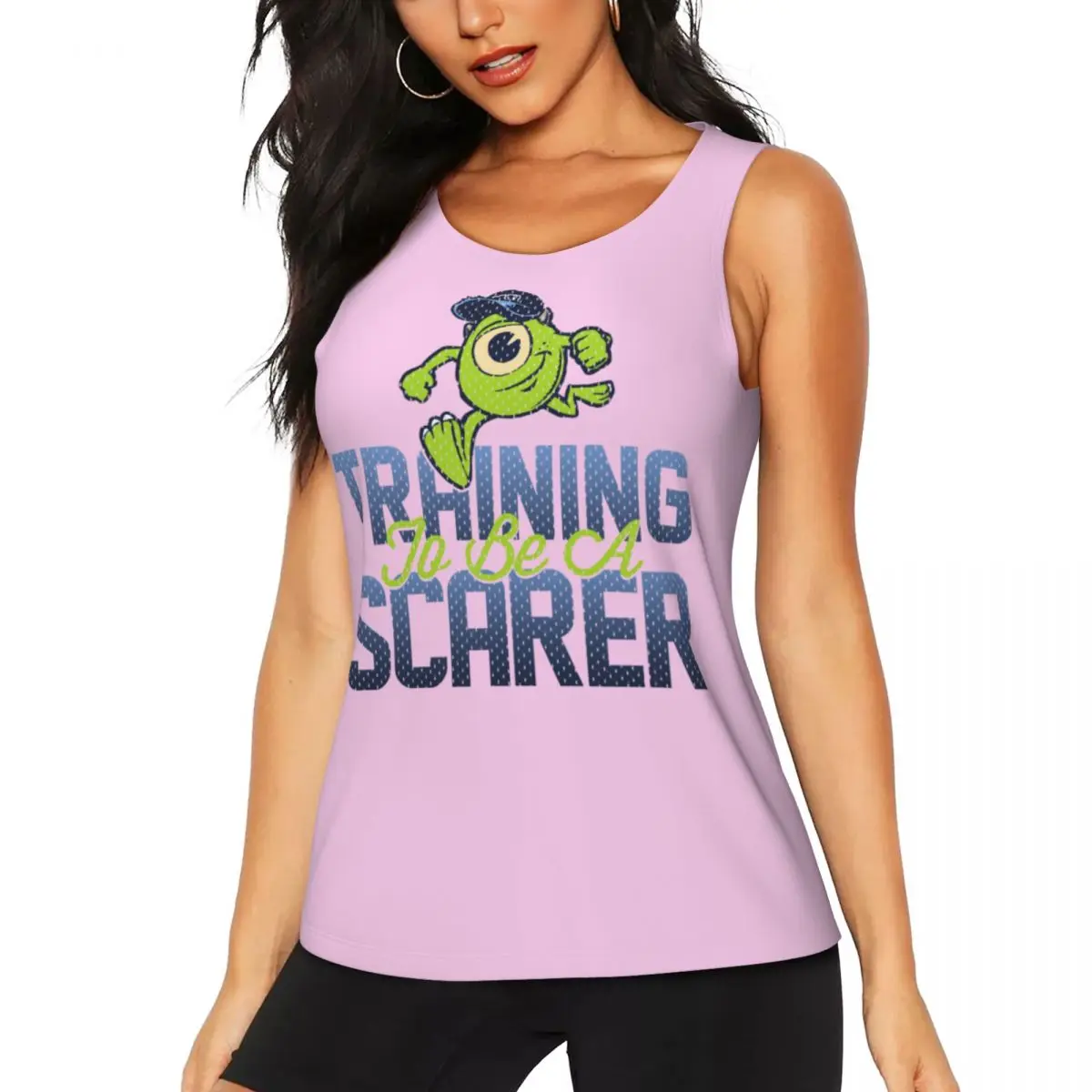 Custom Monsters University Mike Wazowski Yoga Shirt Women's Scarer Student Workout Running Tank Tops