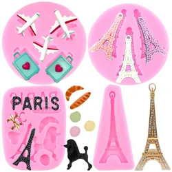 I Love Paris Silicone Mold Airplane Eiffel Tower Fondant Molds Cake Decorating Tools Chocolate Mould Candy Resin Clay Moulds