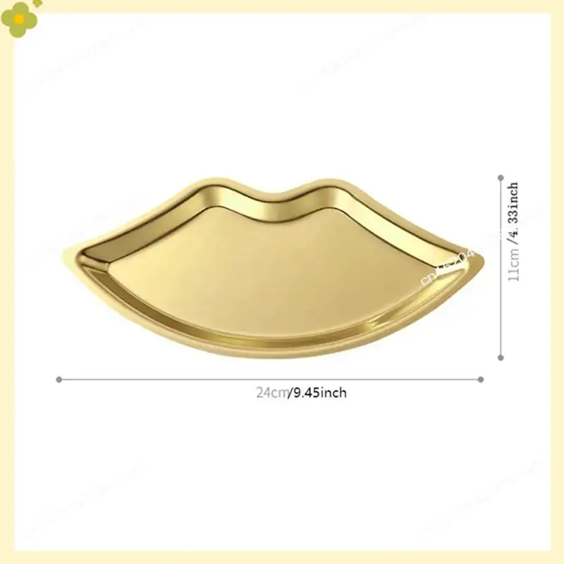 LDHL 2PCS Stainless Steel Lip Shaped Jewelry Tray Home Cosmetics Metal Tray Female Jewelry Storage Tray Decorative, Easy Install