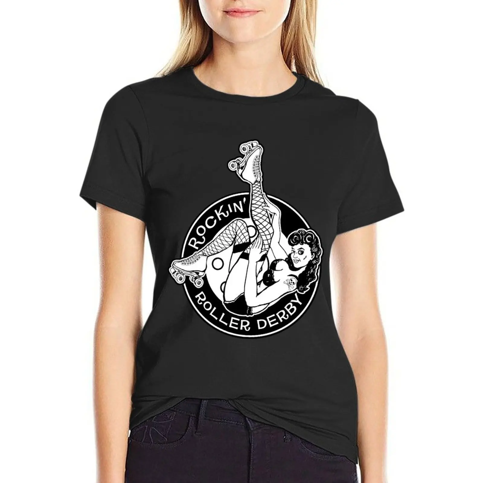 

Rockin' Roller Derby T-Shirt female tops funny vintage clothes Women's tee shirt